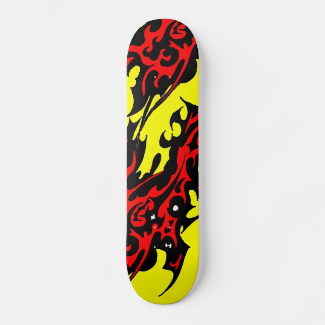 Tribal Tattoo Blades (red and black) Collage Skateboard (Front)