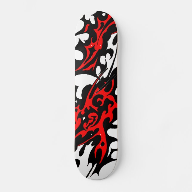 Tribal Tattoo Blades (red and black) Skateboard (Front)