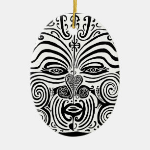 Tribal Tattoo Design - New Zealand Maori Ceramic Tree Decoration