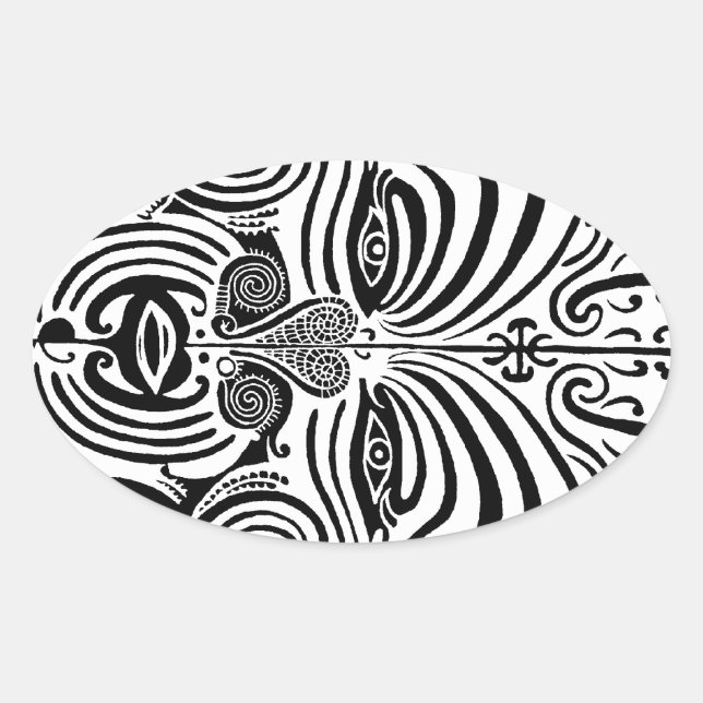 Tribal Tattoo Design - New Zealand Maori Oval Sticker (Front)