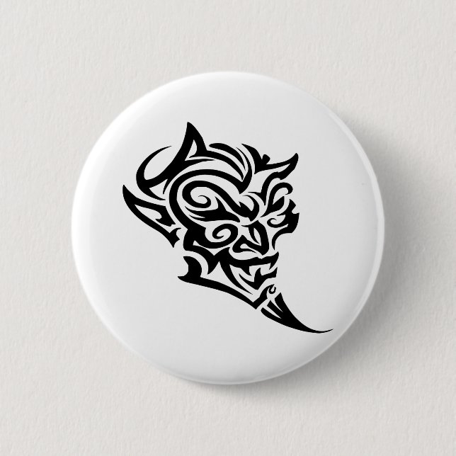 Tribal Tattoo Devil Face Satan 6 Cm Round Badge (Front)