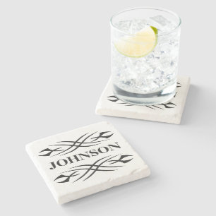 Tribal tattoo drawing on personalised stone coaster