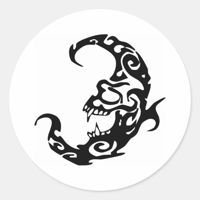 Tribal Tattoo Evil Moon Classic Round Sticker (Front)