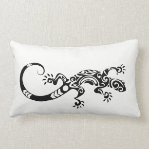 TRIBAL TATTOO GECKO LIZARD REPTILE LUMBAR CUSHION