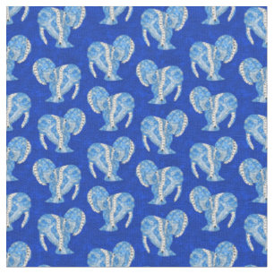 Tribal Tattoo Manatees Ocean Blue Fabric