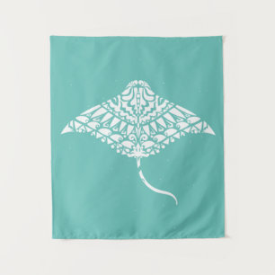 Tribal Tattoo Manta Ray Polynesian Style Tapestry