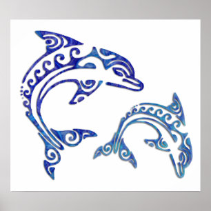 Tribal Tattoo Porpoise Duo Poster