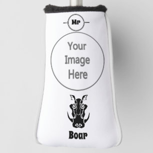Tribal Tattoo Style Boar Head Golf Head Cover