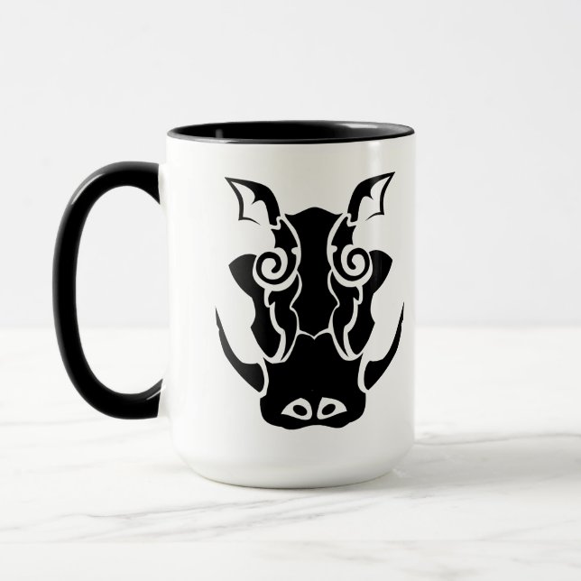 Tribal Tattoo Style Boar Head Mug (Left)