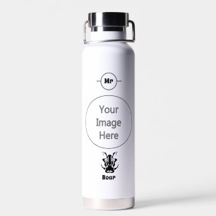 Tribal Tattoo Style Boar Head Water Bottle