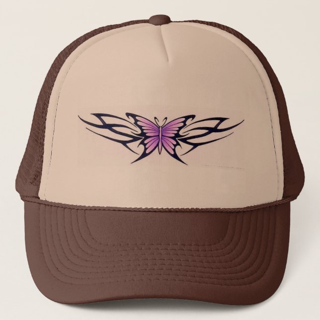 tribal tattoo-style butterfly trucker hat (Front)