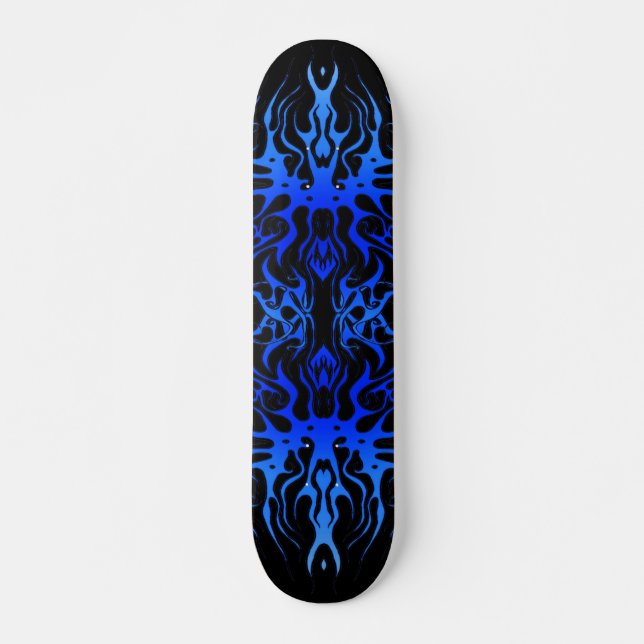 Tribal Tattoo Valentine Heart - blue Skateboard (Front)