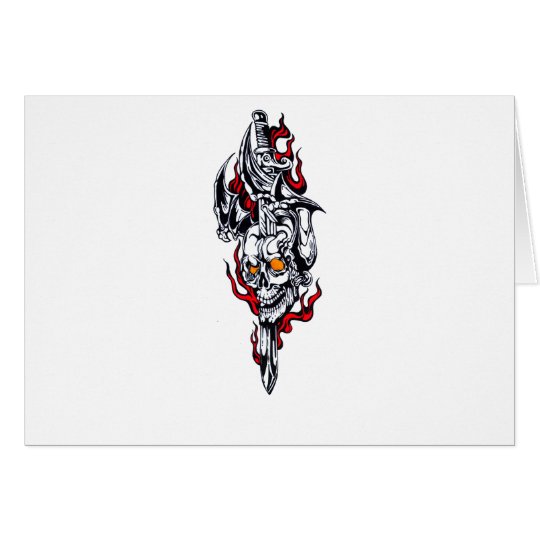 Tribal tattoo with skull card