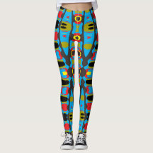 Tribal Tech Pop Leggings – Electric Blue & Neon Fu