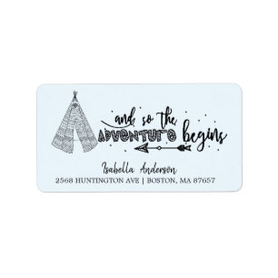 Tribal Teepee Adventure Baby Shower Address Label