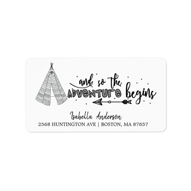 Tribal Teepee Adventure Baby Shower Address Label (Front)