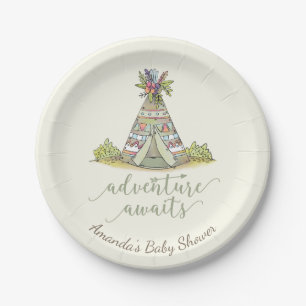 Tribal Teepee Baby Shower 7" Plate