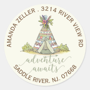 Tribal Teepee Baby Shower Return Address Label