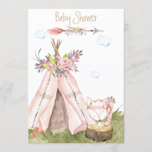 *~* Tribal Teepee Boho Fox Woodland Forest Invitation