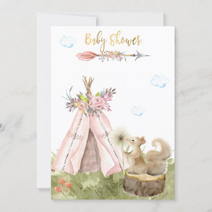 *~* Tribal Teepee Boho Squirrel  Woodland Forest Invitation