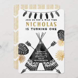 Tribal Teepee Camping Birthday Invitation