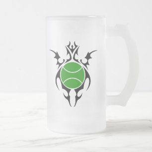 tribal tennis frosted glass beer mug