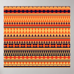 Tribal texture: vintage stripes pattern. poster