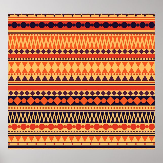 Tribal texture: vintage stripes pattern. poster (Front)