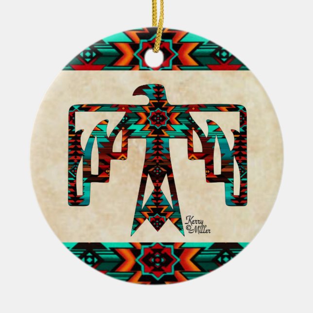 Tribal Thunderbird Ceramic Ornament (Front)