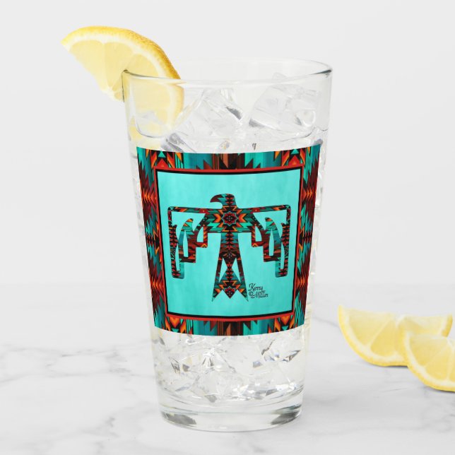 Tribal Thunderbird Glass Cup (Front Ice)