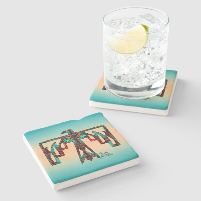 Tribal Thunderbird Stone Coaster (Side)