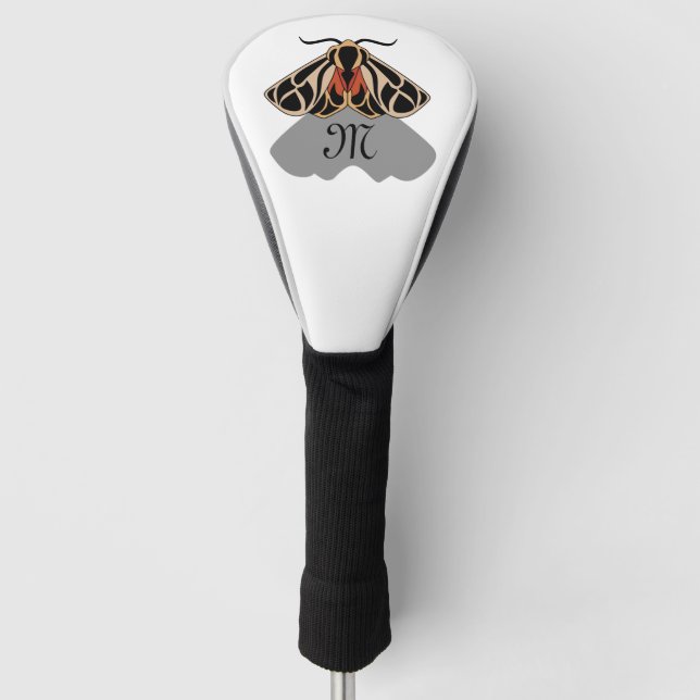 Tribal Tiger Moth Monogram Golf Head Cover (Front)