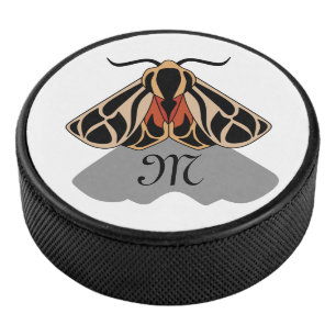 Tribal Tiger Moth Monogram Hockey Puck