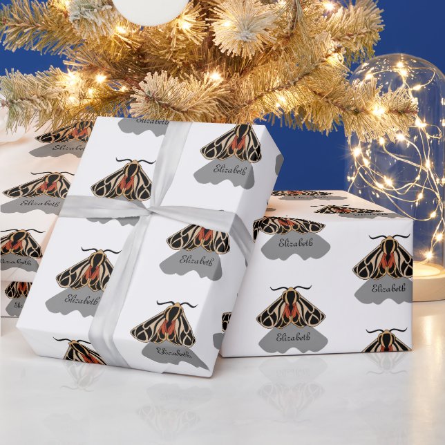 Tribal Tiger Moth Monogram Wrapping Paper (Holidays)
