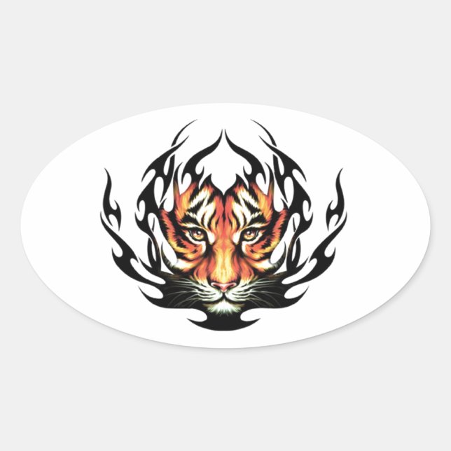 Tribal tiger oval sticker (Front)