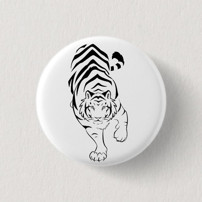 Tribal Tiger Pinback Button (Front)