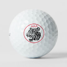 TRIBAL TIGER ROARING CUSTOM MONOGRAM GOLF BALL