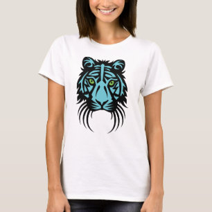 Tribal Tiger Tattoo Black Blue T-Shirt