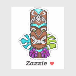 Tribal Tiki Head Colourful Mask Totem Sticker