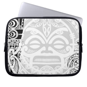 Tribal tiki totem face mask tatoo design Polynesia Laptop Sleeve
