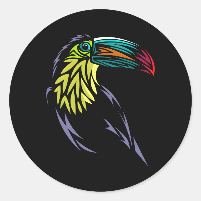Tribal Toucan Bird Classic Round Sticker (Front)