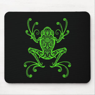 Tribal Tree Frog (green & black) Mouse Mat