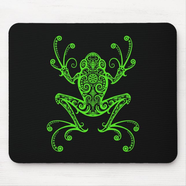 Tribal Tree Frog (green & black) Mouse Mat (Front)