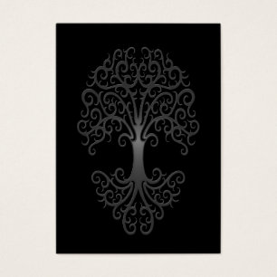 Tribal Tree of Life Grey on Black