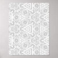 Tribal Triangle Pattern Colouring Page Geometric