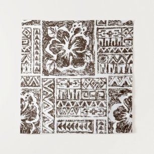 Tribal tropical art pattern of indigenous Hawaiian Tapestry