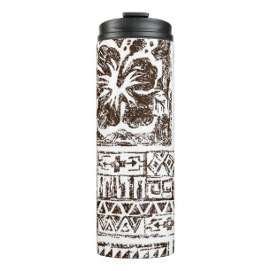 Tribal tropical art pattern of indigenous Hawaiian Thermal Tumbler
