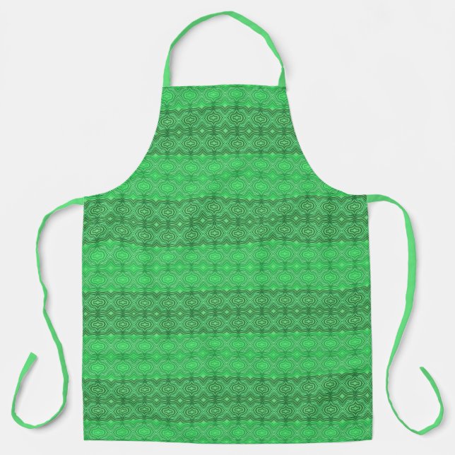 Tribal Tropical Wavy Green Lines Geometric Art Apron (Front)