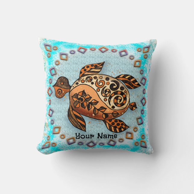 Tribal Turtle Cushion (Front)