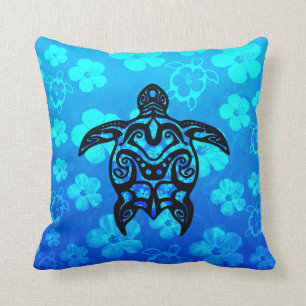 Tribal Turtle Hibiscus Cushion